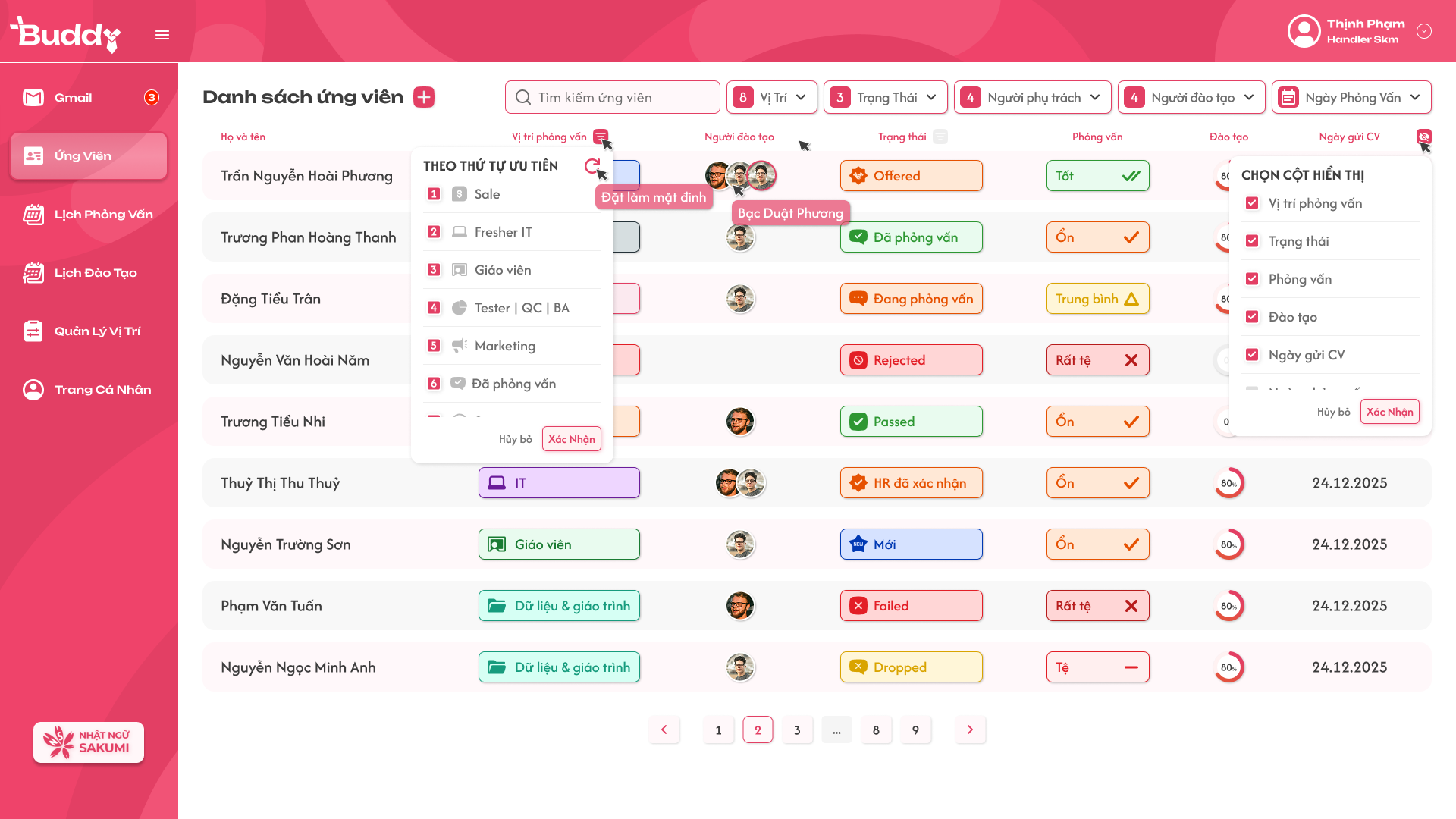 Danh Sách Ứng Viên   Handler