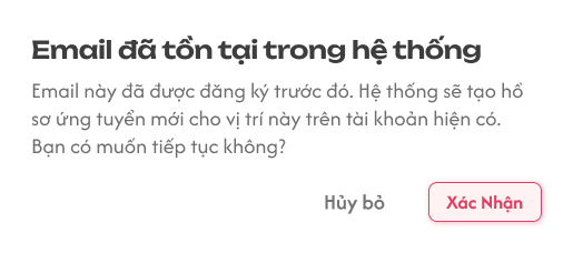 Popup Ghi Đè Dữ Liệu Mail Đã Tồn Tại