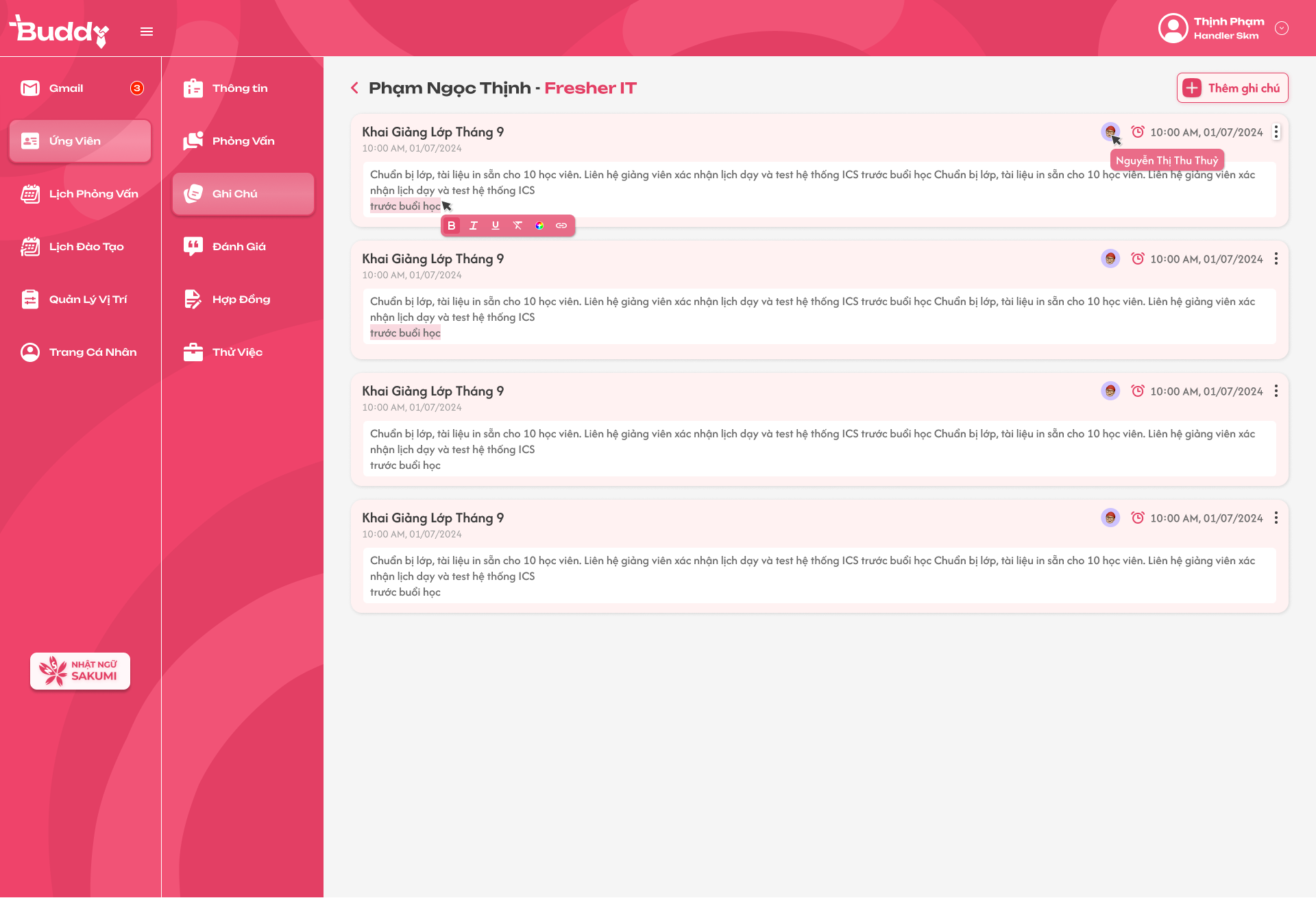Chi Tiết Thông Tin Ứng Viên   Ghi Chú