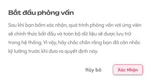 Popup Xác Nhận Phỏng Vấn